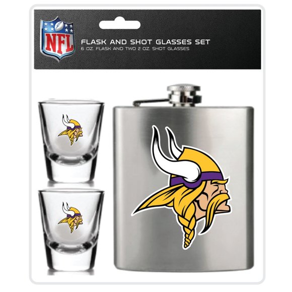 NFL Minnesota Vikings Flask & Shot Glasses Set - Picture 1 of 1